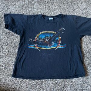 Women’s pre-loved size L crop top black with eagle logo vintage vibes